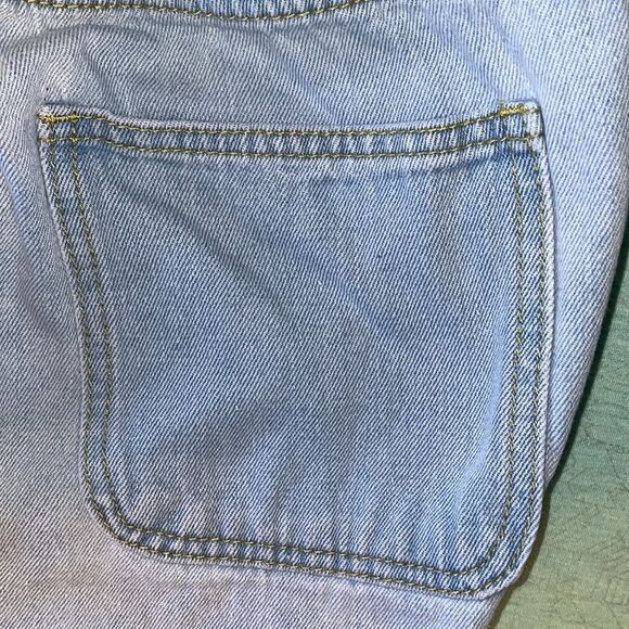 Plaid & Plain ruffle top denim jean shorts light wash size L - Picture 6 of 12